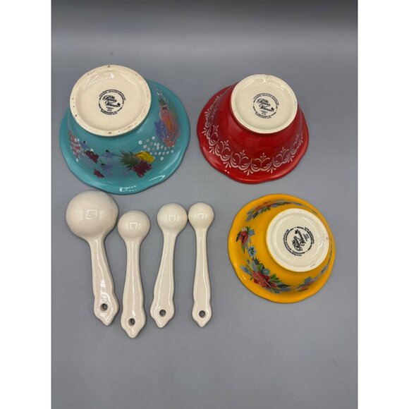 The Pioneer Woman Ceramic Measuring Cups Spoons Set Floral Design - Picture 6 of 6